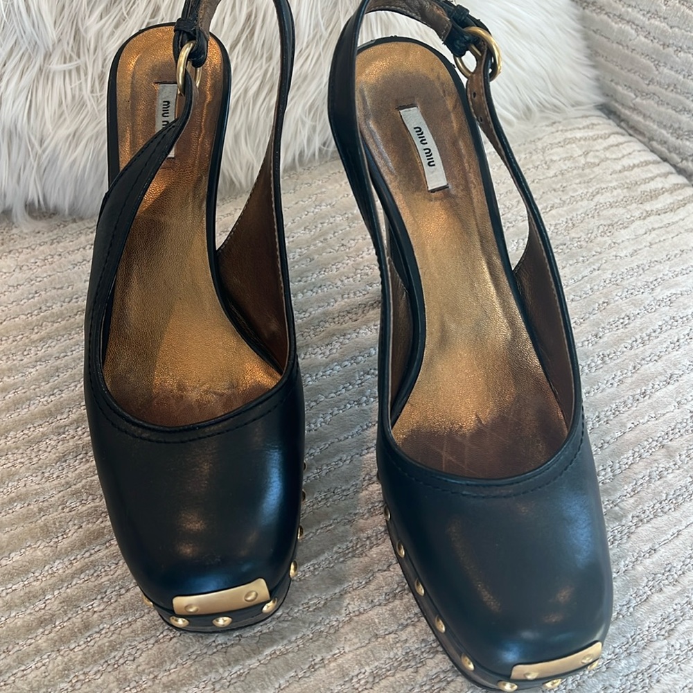 Miu Miu black clog heels